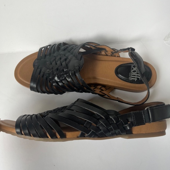 Sofft Woven Black Leather Cushioned Comfy Gladiator Casual Sandals Flats 8.5 - Picture 4 of 8